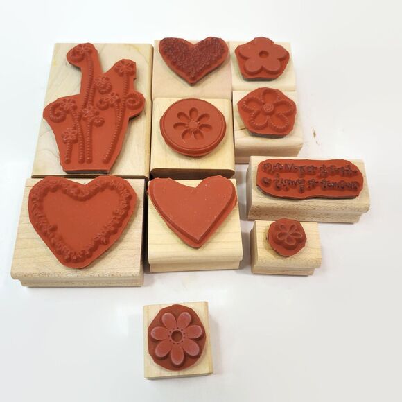 2006 Stampin' Up Simply Said Hearts Flowers Set of 10 stamps - Picture 2 of 2